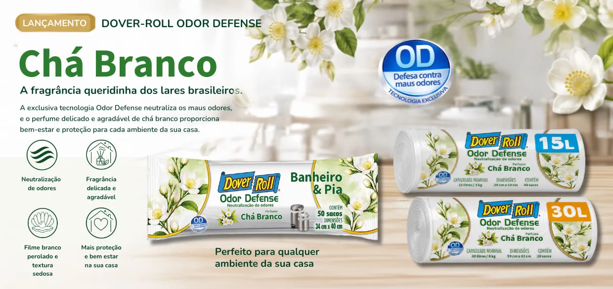 Banner Dover-Roll Odor Defense Chá Branco - Banheiro e Pia